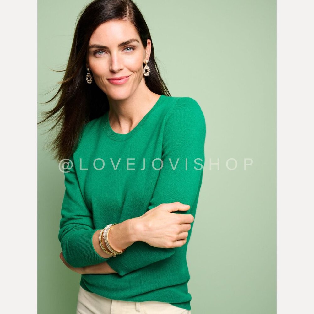Classic Feminine | 100% Cashmere Kelly Green Crew Neck Sweater | by Talbots | M - Picture 6 of 12
